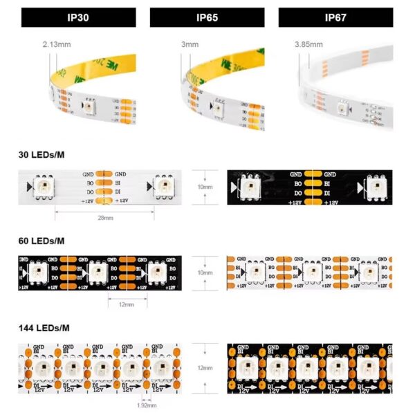 Cinta Chip WS2815 B 60 leds/metro 5 m IP65 B-4